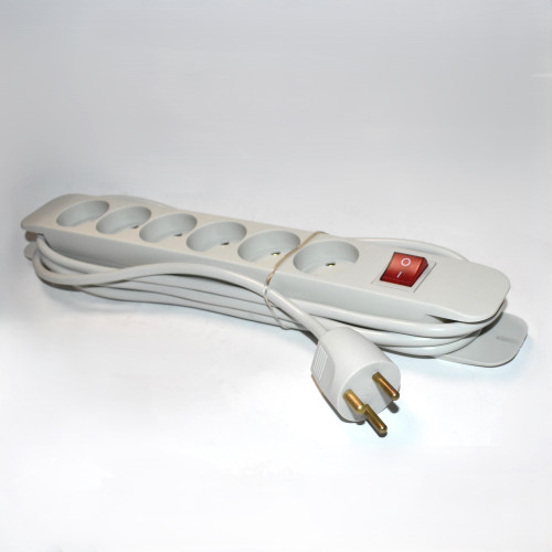 6-stikdåse med afbryder og 3M kabel - med jord - Grå - med ophæng - discosupport.dk