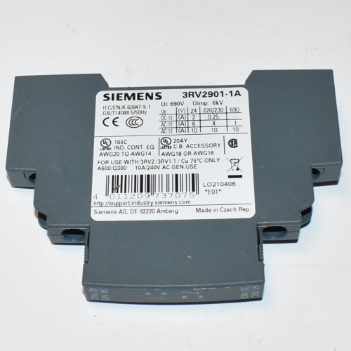 Siemens 3RV2901-1A Hjælpekontakt 1NO+1NC - Sidemontering - discosupport.dk