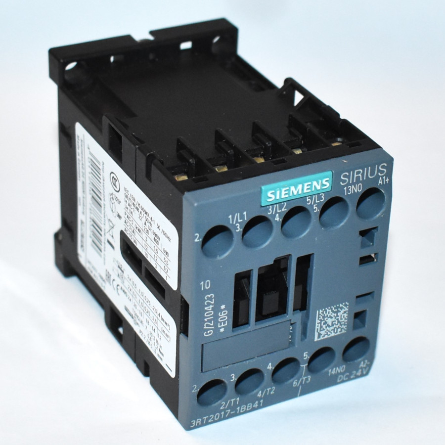 Siemens 3RT2017-1BB41 Kontaktor - Spole 24V DC - 5,5kW - 400V - 3P + 1NO - discosupport.dk