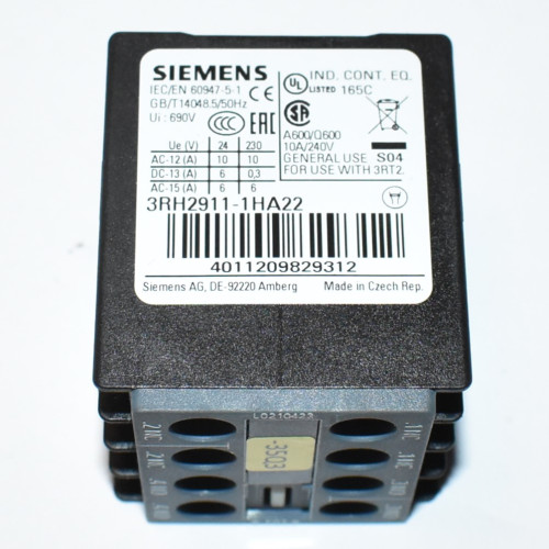 Siemens 3RH2911-1HA22 Hjælpeblok Front 2NO+2NC - discosupport.dk