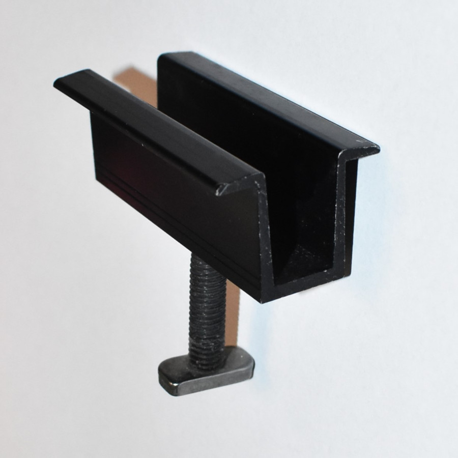 Solcelle Mellemklemme 30-53mm - Sort Alu - B 35mm x L 70mm - discosupport.dk