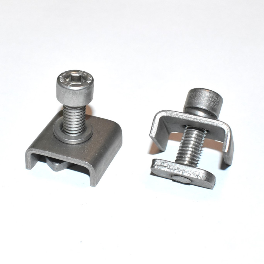Solcelle Rustfri Klemstykke U-beslag 27x27mm med M8x25mm og hammerhoved møtrik - discosupport.dk