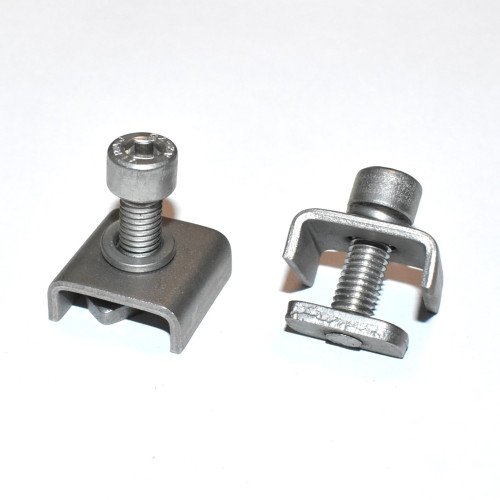 Solcelle Rustfri Klemstykke U-beslag 27x27mm med M8x30mm og hammerhoved møtrik - discosupport.dk
