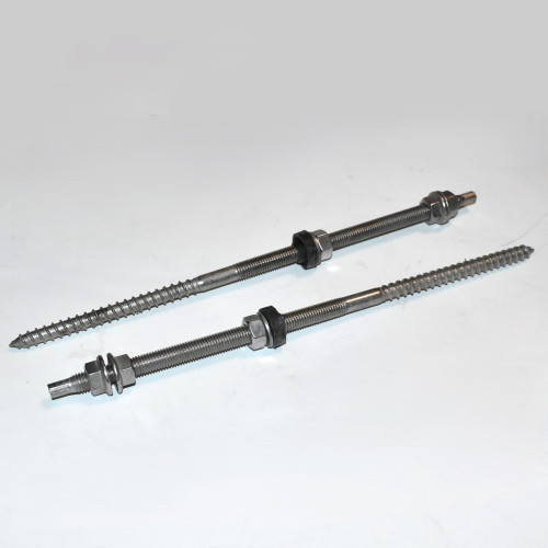 M12x350mm Solcelle Montage Bolt Rustfri med møtrik og gummi - Stokskrue - discosupport.dk