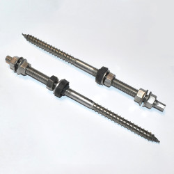 M12x250mm Solcelle Montage Bolt Rustfri med møtrik og gummi - Stokskrue - discosupport.dk