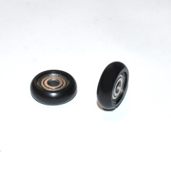 21mm Nylonhjul med kugleleje - Sort - bredde 7mm - 21x7mm - discosupport.dk
