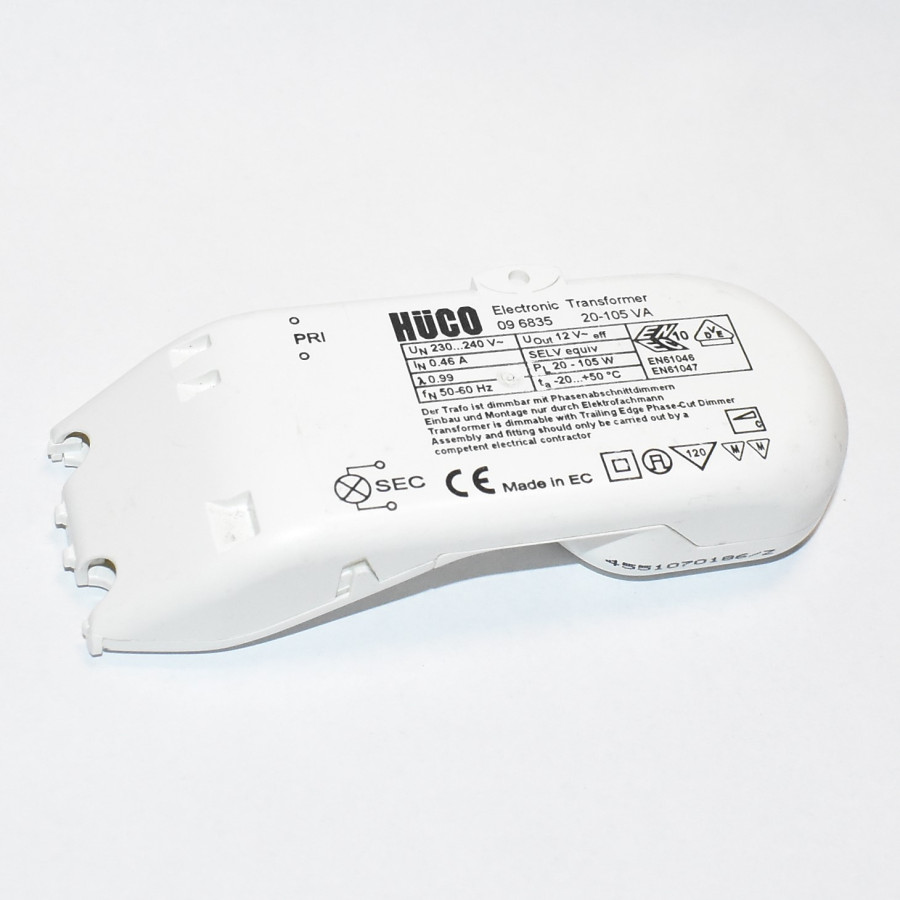 12V AC Elektronisk Transformer 20-105W - Hüco 09 6835 Handy - discosupport.dk