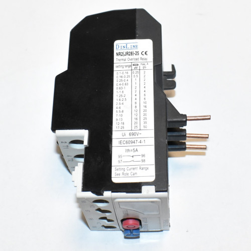 Heschen DinLine NR2(JR28)-25 Termorelæ AC 7-10A - 1xNO 1xNC - discosupport.dk