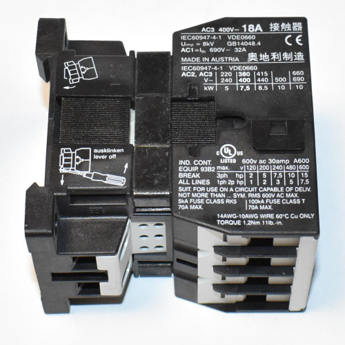 Kontaktor Omron J7KN-18-10 - Spole 230V - 7,5kW @ 400V - discosupport.dk