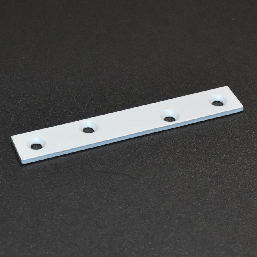 Hvid Ligejern 80mm x 13mm - Pulverlakeret Hvid - Samlebeslag - discosupport.dk
