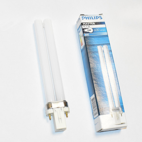 9 Watt lavenergirør Philips Master PL-S 2P 9W/840 - G23 2-pin - Kold Hvid - discosupport.dk