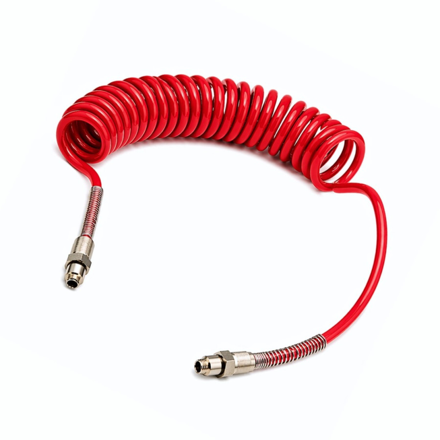 Legris PU spiralslange Ø4X2M - 1470U04 03 10 - Rød - 4mm x 2m - 1/8" fitting - discosupport.dk