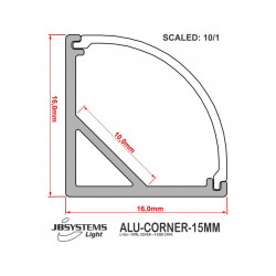 Alu-Vinkelliste til LED-strip 15mm - 2 meter