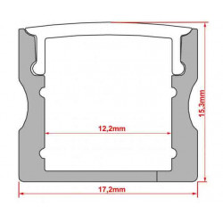 Alu-liste til LED-strip 15x15mm - 2 meter