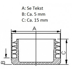 Køb 50mm Rund Sort plast Endeprop  - Hulmål 42mm - 48mm Bestil her!