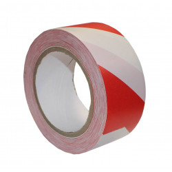 Rød-Hvid Tigertape - Advarselstape - 50mm x 33m