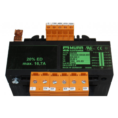 400V Transformator 1000W - Output: 20V, 30V, 40V, 50V-16Amp Murr Elektronik 866364