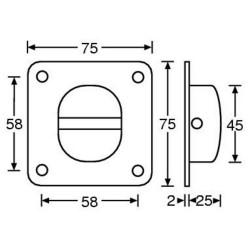 FlyveBeslag Sort 75x75mm