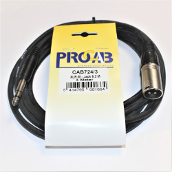 XLR Han - 3m - Jack Han Stereo kabel fra Procab