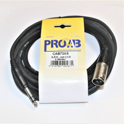 XLR Han 3-Pins - 5m - Jack Han Stereo kabel fra Procab