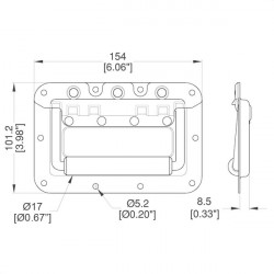 Fliphåndtag Undersænket Aluminium 101x154mm - Køb dine fliphåndtag online på discosupport.dk!