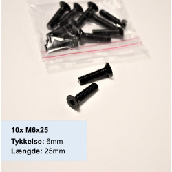 M6x25mm Undersænket Sort Maskinskrue DIN 7991 (10stk) - Køb dine sorte skrurer online på discosupport.dk NEMT HURTIGT BILLIGT!!!