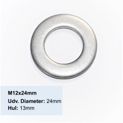 M12 Rustfri Spændeskive A2 DIN 125-A - Dia 24mm - discosupport.dk