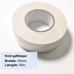 Hvid Gaffatape - 50mm x 50m