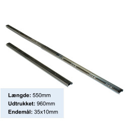 55cm udtræksskinne Udtrukket lænde 96cm - pris pr sæt 85kr