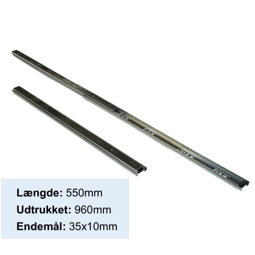 55cm udtræksskinne Udtrukket lænde 96cm - pris pr sæt 85kr 55cm udtræksskinne Udtrukket lænde 96cm - pris pr sæt 85kr