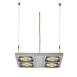 Pendel Lampe Sølvgrå med 4x10 Watt LED pære - Aixlight Square QR-LP111. Køb den online på discosupport.dk!